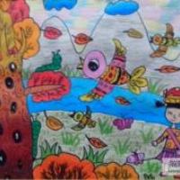 儿童画秋天的图画-美丽的秋景