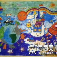 三等奖小学生获奖科幻画《多功能汽车保姆》欣赏