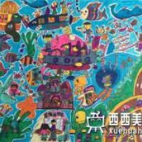 三等奖小学生获奖科幻画《海底新城市》欣赏