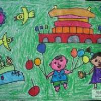 欢度国庆节儿童画-十一颂