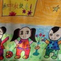 中秋节我们一起玩花灯，中秋节儿童画作品