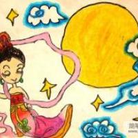 庆祝中秋节儿童画大全-举头望明月