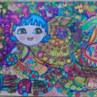 一等奖儿童科幻画《多功能收果榨汁机》赏析