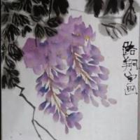 写意花鸟小品画欣赏之紫藤萝瀑布