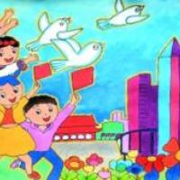 欢庆国庆节的儿童画-五十六个民族欢庆国庆