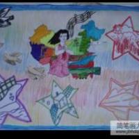 庆祝抗战胜利70周年儿童画-唱首歌给祖国听