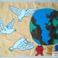反法西斯胜利儿童画-和平鸽飞来