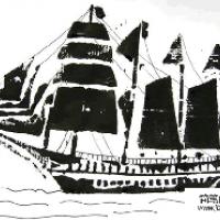 儿童画 航海船