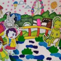 快乐的游乐场六一儿童节获奖绘画作品欣赏