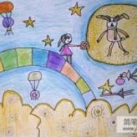 中秋节儿童画图片-月光下的遐思