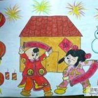 获奖的小学生春节过年儿童画作品