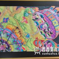 优秀中学生获奖科幻画《太空游乐场》欣赏