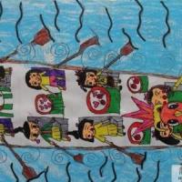 端午赛龙舟儿童画-划龙舟的欢乐