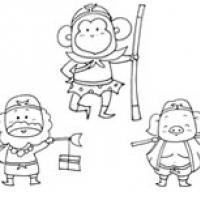 西游记师兄弟3人孙悟空,猪八戒,沙和尚简笔画图片素材
