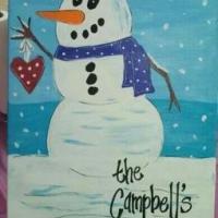 开心的雪人儿童水彩画作品在线看