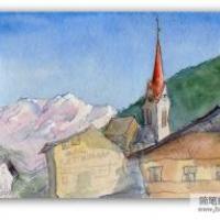 冬天的阿尔卑斯山国外水彩画优秀作品分享
