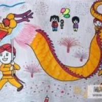 舞龙庆国庆，有关于国庆节的儿童画