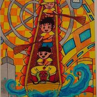端午节赛龙舟儿童画-赛龙舟的欢乐