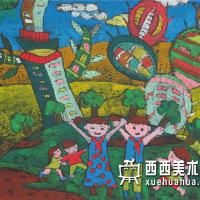 二等奖小学生获奖科幻画《沙漠畅想曲》欣赏