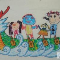 端午节主题儿童画-游龙舟