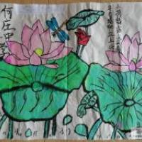 盛夏里的荷花初级写意画作品