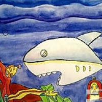 海底世界儿童画大鲨鱼
