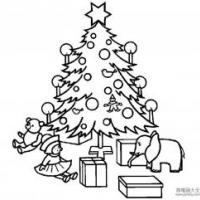 儿童圣诞节简笔画圣诞树下的礼物