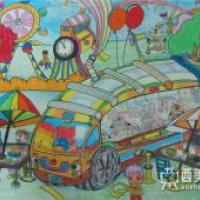 小学生获奖科幻画《可移动机器人快餐车》