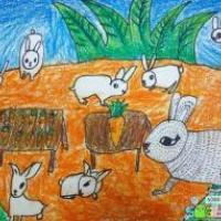 小白兔吃萝卜二年级秋天的画分享