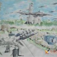 六年级小学生获奖科幻画《未来城市》