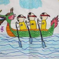 赛龙舟的三兄弟少儿端午节绘画图片欣赏