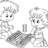 【下棋简笔画】小男孩和小女孩下棋简笔画