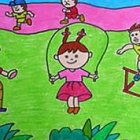 春季运动会儿童画