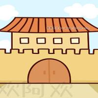 古代城门简笔画图片