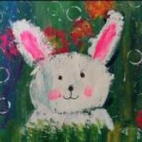 天上的月兔,中秋节日儿童画作品
