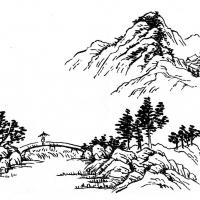 山水简笔图画_风景简笔画