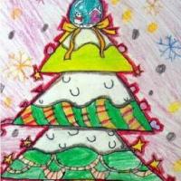 圣诞节儿童画 七彩的圣诞树