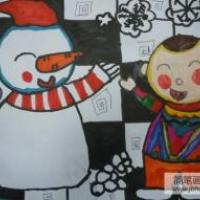 冬天为主题的儿童画-快乐每一天