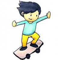 简单八步画出：玩滑板的小男孩简笔画