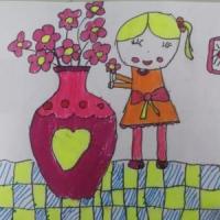 爱插花的妈妈,人物主题的儿童美术画推荐