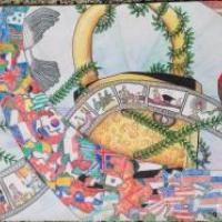 抗战胜利70周年儿童画作品-锁住世界，锁住和平
