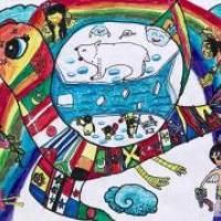 抗战胜利简单儿童画-拥抱和平,展望未来