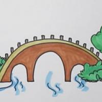 小桥怎么画简单又漂亮 小桥流水风景简笔画图片
