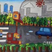 小学生环保科幻画《城市保卫者》
