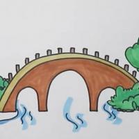 小桥流水风景简笔画