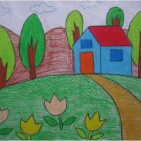 卡通漂亮的小房子儿童画画图片大全