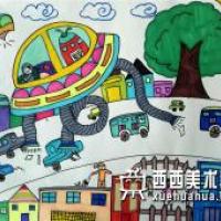 优秀小学生获奖科幻画《地球吸尘清洁器》赏析