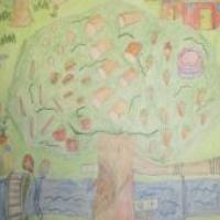三年级小学生优秀科幻画《午餐树》鉴赏