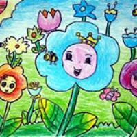 关于春天的美丽风景儿童画图片