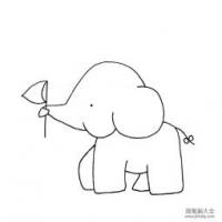 领头小象简笔画画法